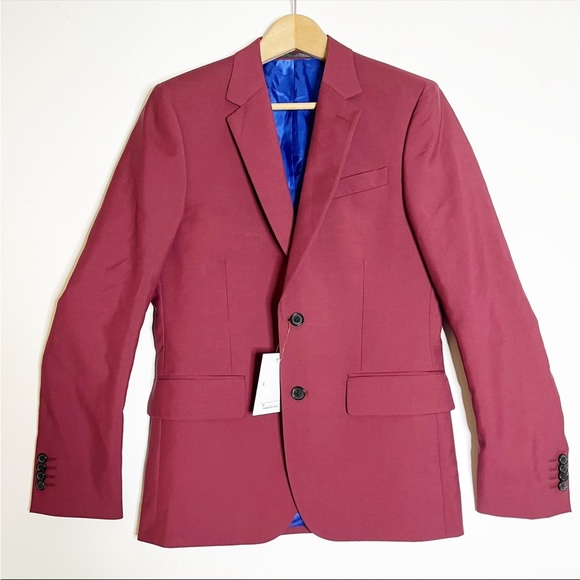 Paul Smith Mens soho fit wool mohair burgundy red blazer suit jacket - Picture 2 of 7